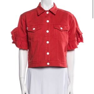 MSGM Red Denim jacket top